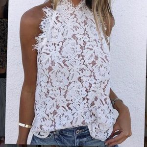 White lace tank